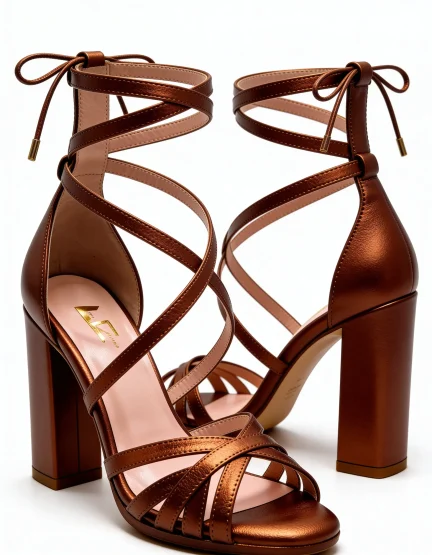 Sandalia Tiras Cuero Tostado