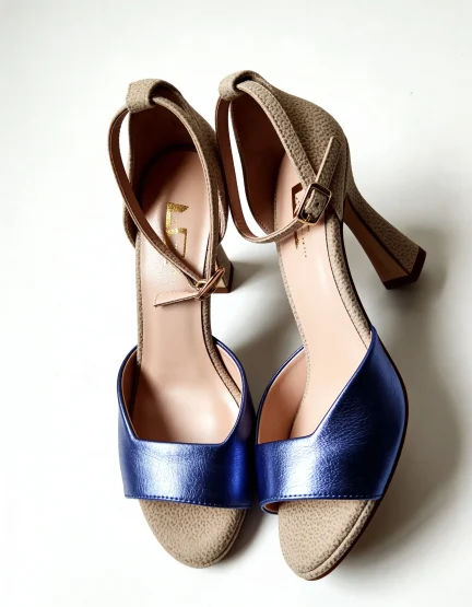 Sandalia Bicolor Azul Cobalto