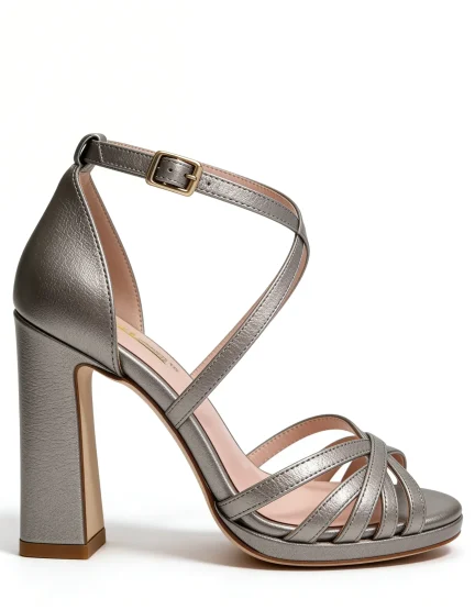 Sandalia Tiras Cruzadas Pewter